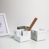 Concrete pencil cup flowerpot minimalist cement desk organizer detail view 2 – MyronDesign