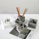 Concrete pencil cup flowerpot minimalist cement desk organizer – MyronDesign