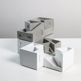 Concrete pencil cup flowerpot minimalist cement desk organizer detail view 4 – MyronDesign