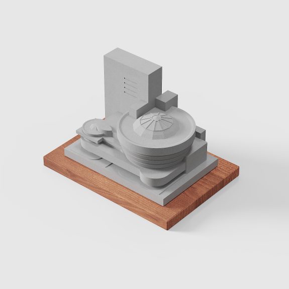 Guggenheim Museum concrete model viewed from the side