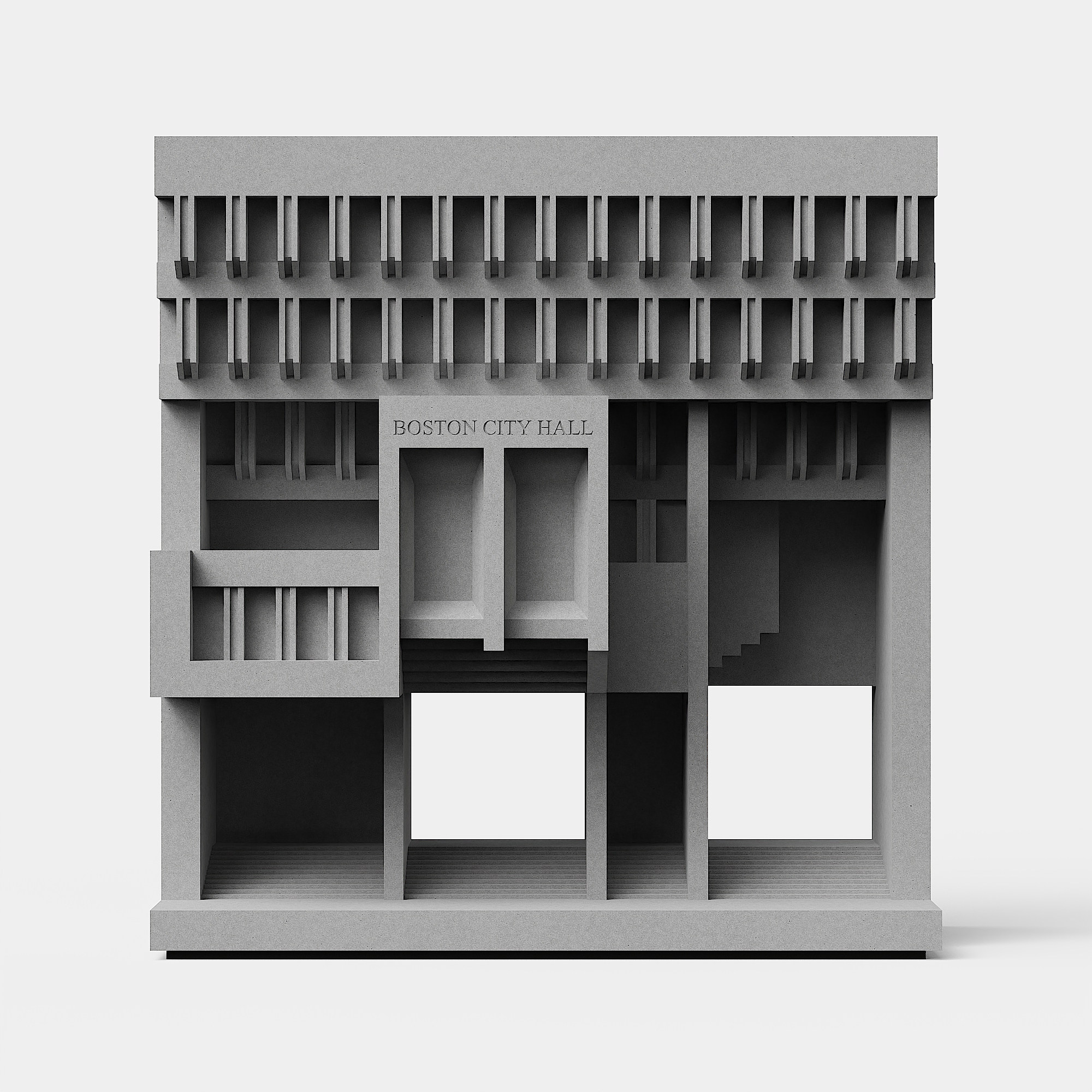 Boston City Hall Concrete Architectural Model by Myron Design
