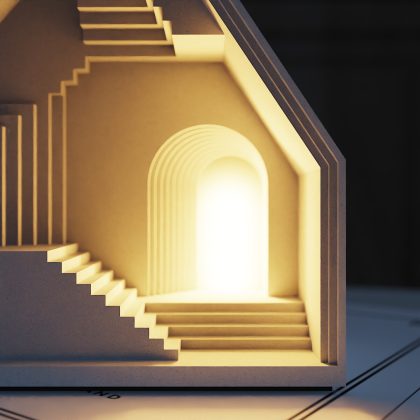 Stepped House Concrete Night Light by Myron Design