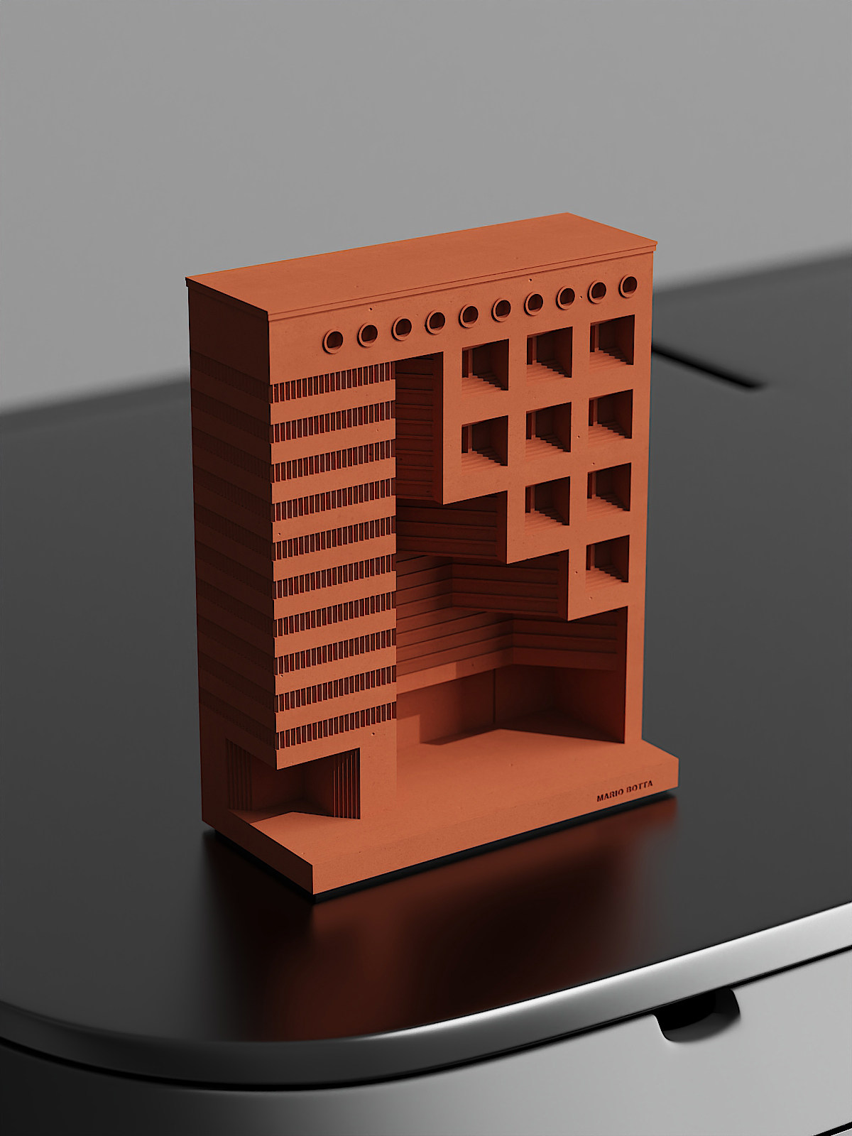 Mario Botta Concrete Bookends - Architectural Desk Object