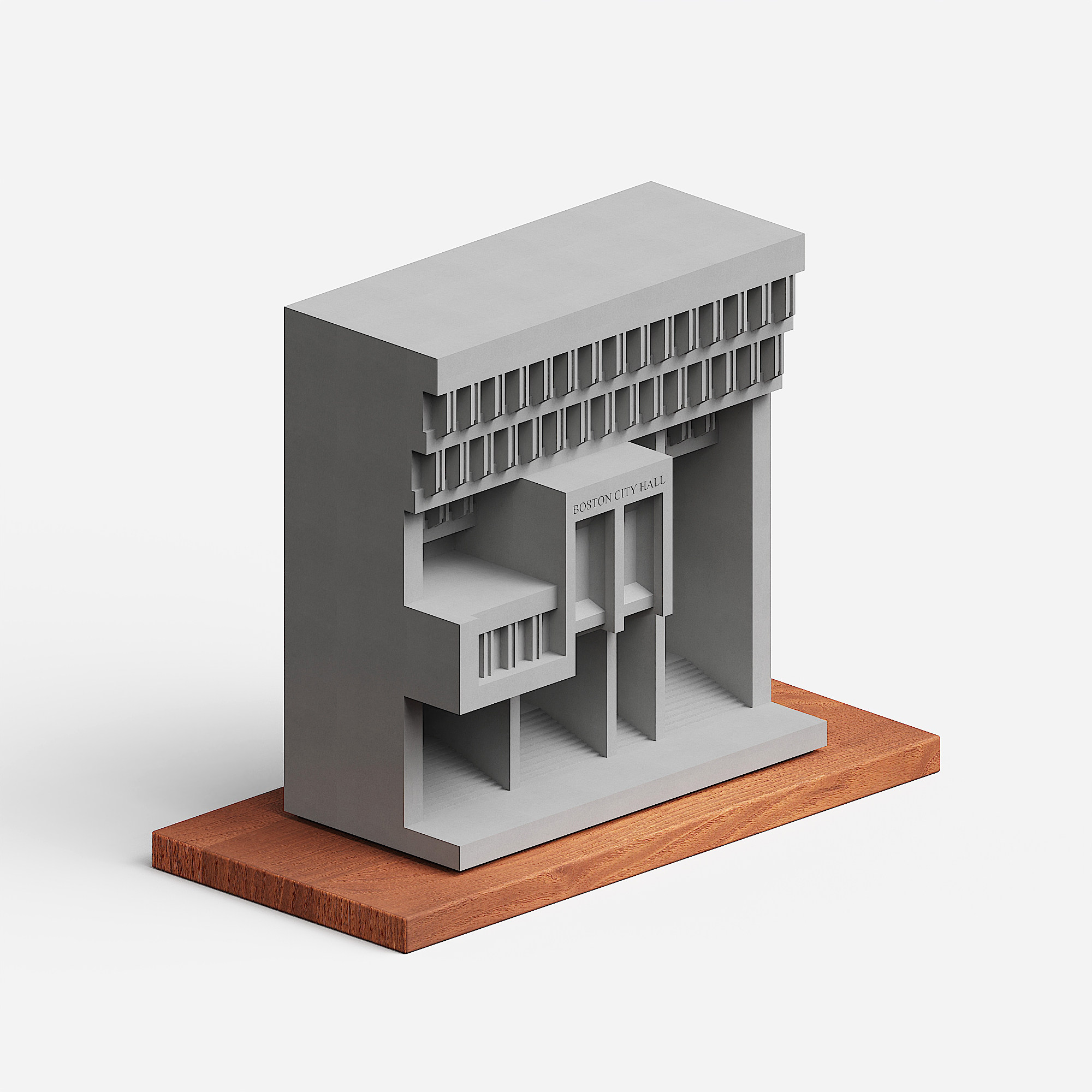Boston City Hall Concrete Architectural Model by Myron Design