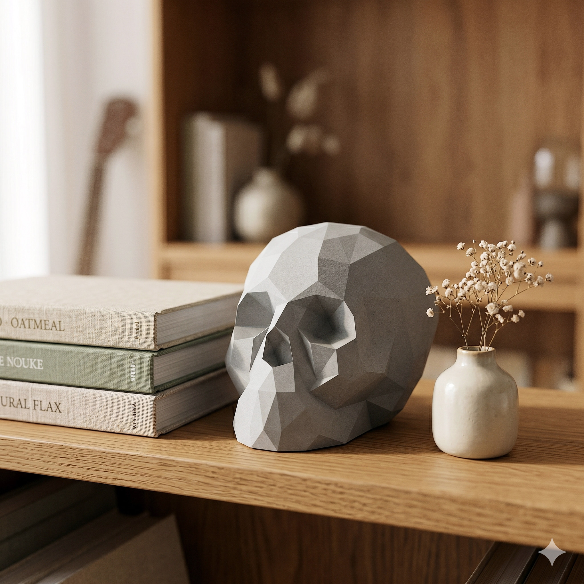 Geometric Concrete Skull Sculpture by Myron Design