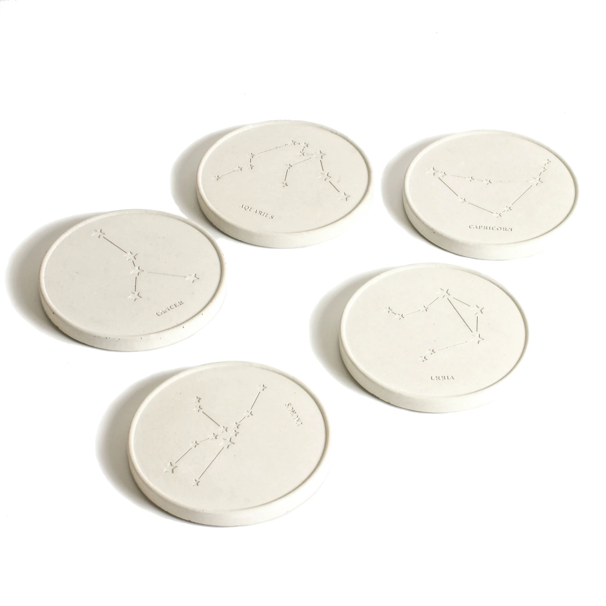 12 Zodiac Concrete Coaster Set - Handcrafted Cement - Image 2