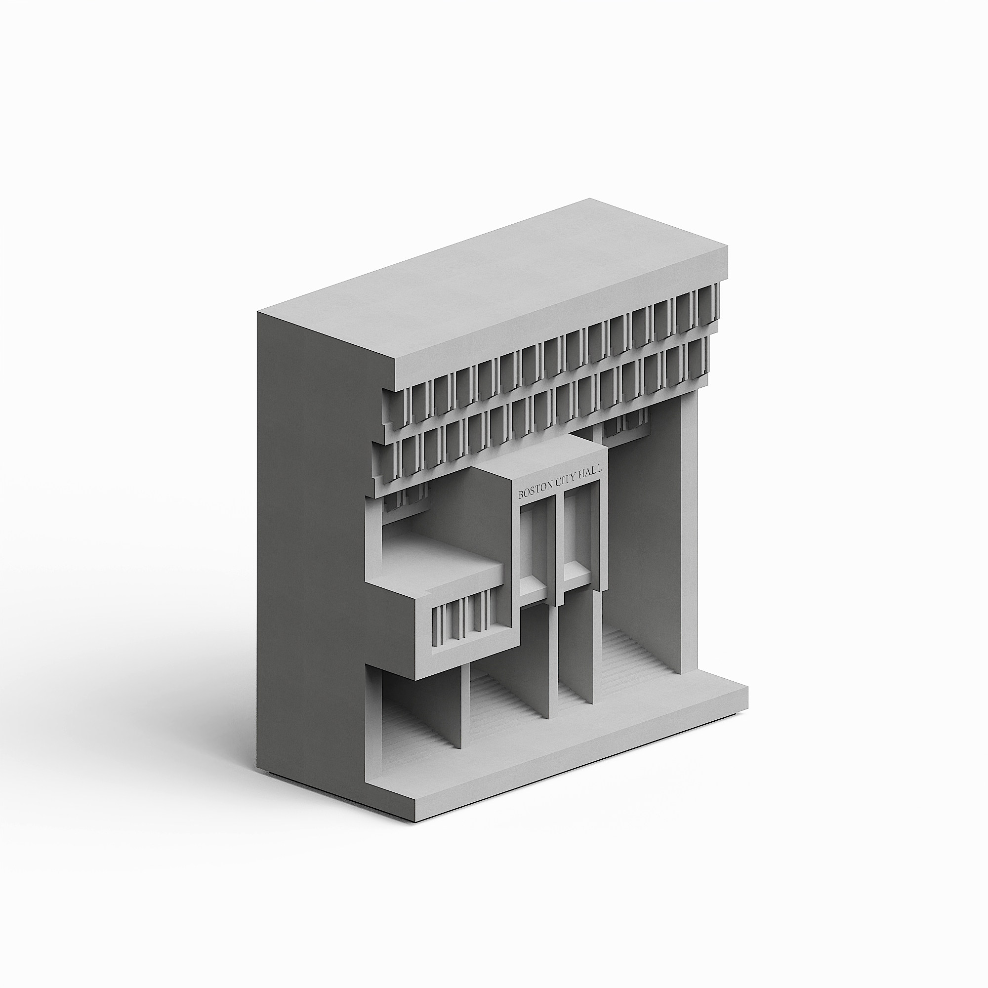 Boston City Hall Concrete Architectural Model by Myron Design