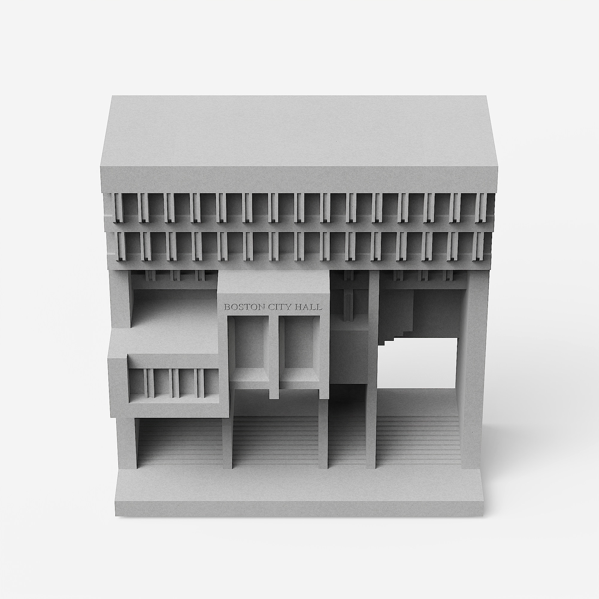 Boston City Hall Concrete Architectural Model by Myron Design