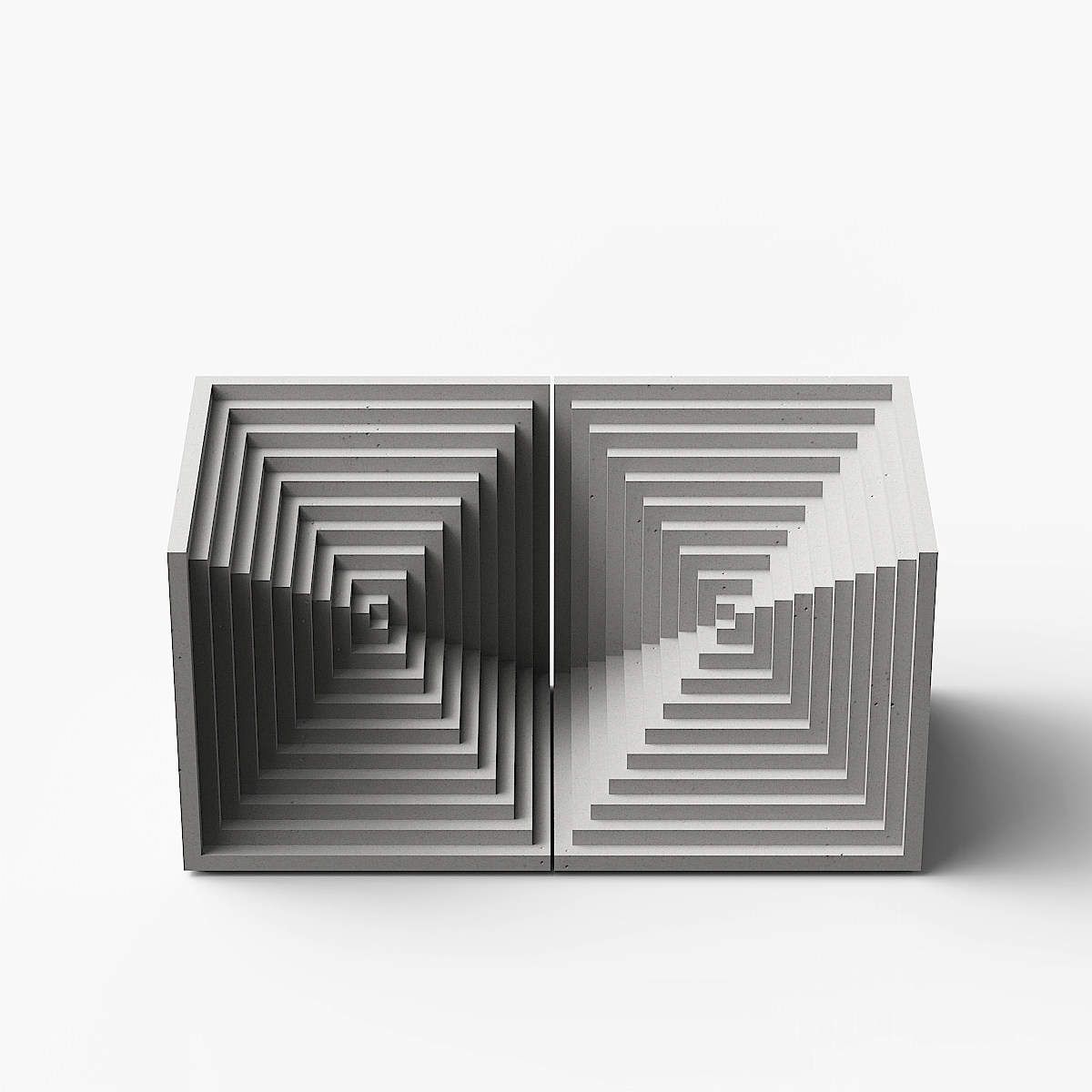 Cube Concrete Bookend and Architectural Object by Myron Design
