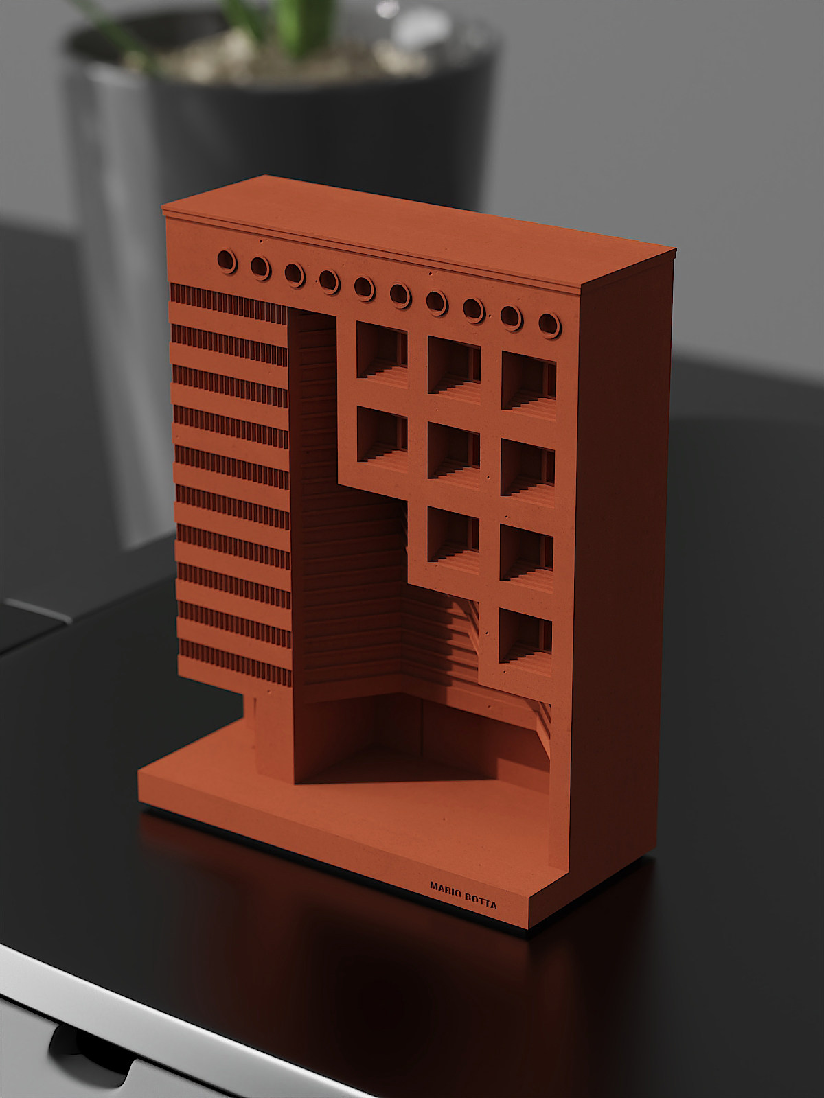 Mario Botta Concrete Bookends - Architectural Desk Object - Image 4