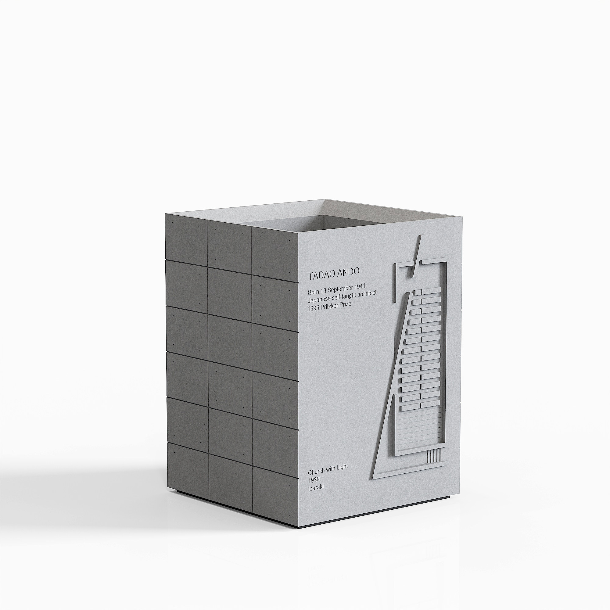 Church of the Light Concrete Pen Holder - Tadao Ando Desk Organizer - Image 5