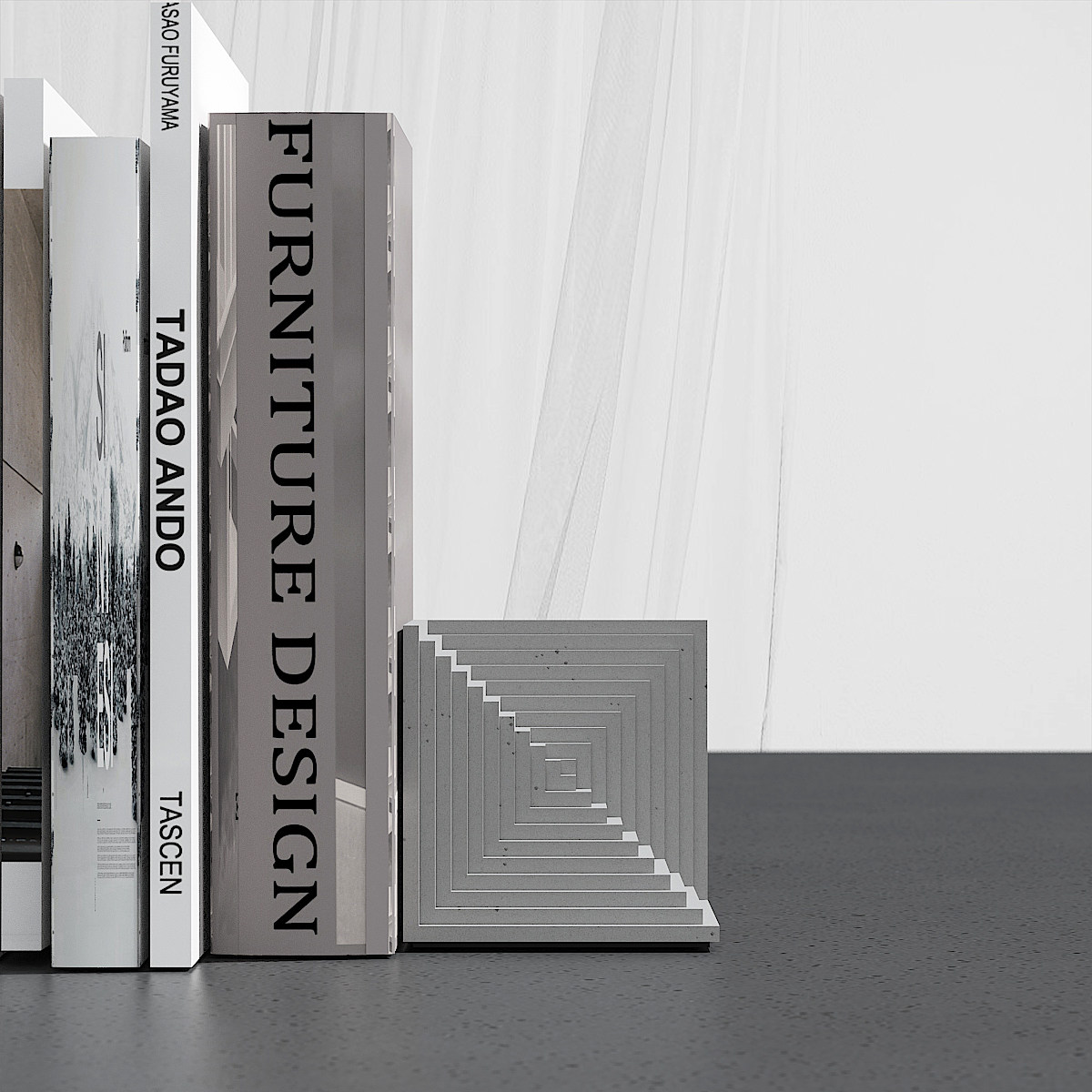 Cube Concrete Bookend and Architectural Object by Myron Design