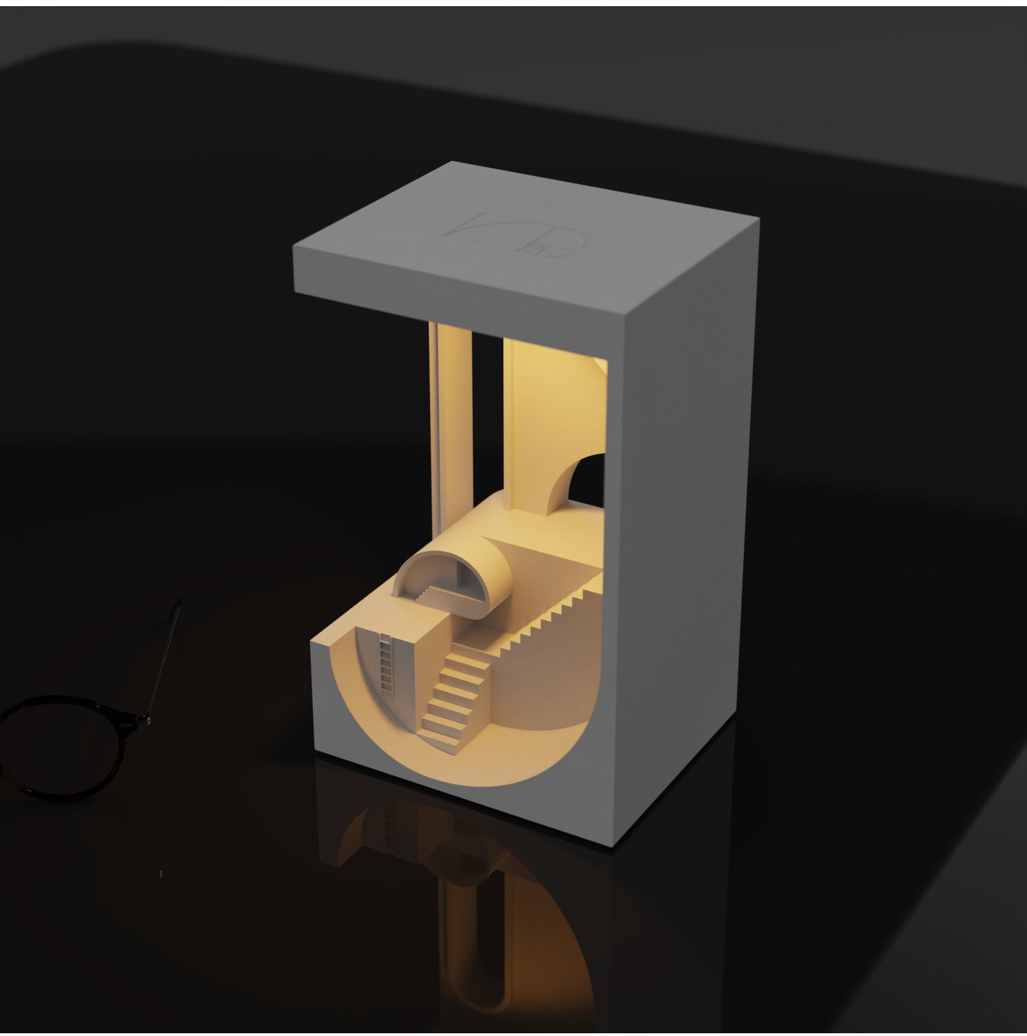 Golden Spiral Concrete Night Light by Myron Design
