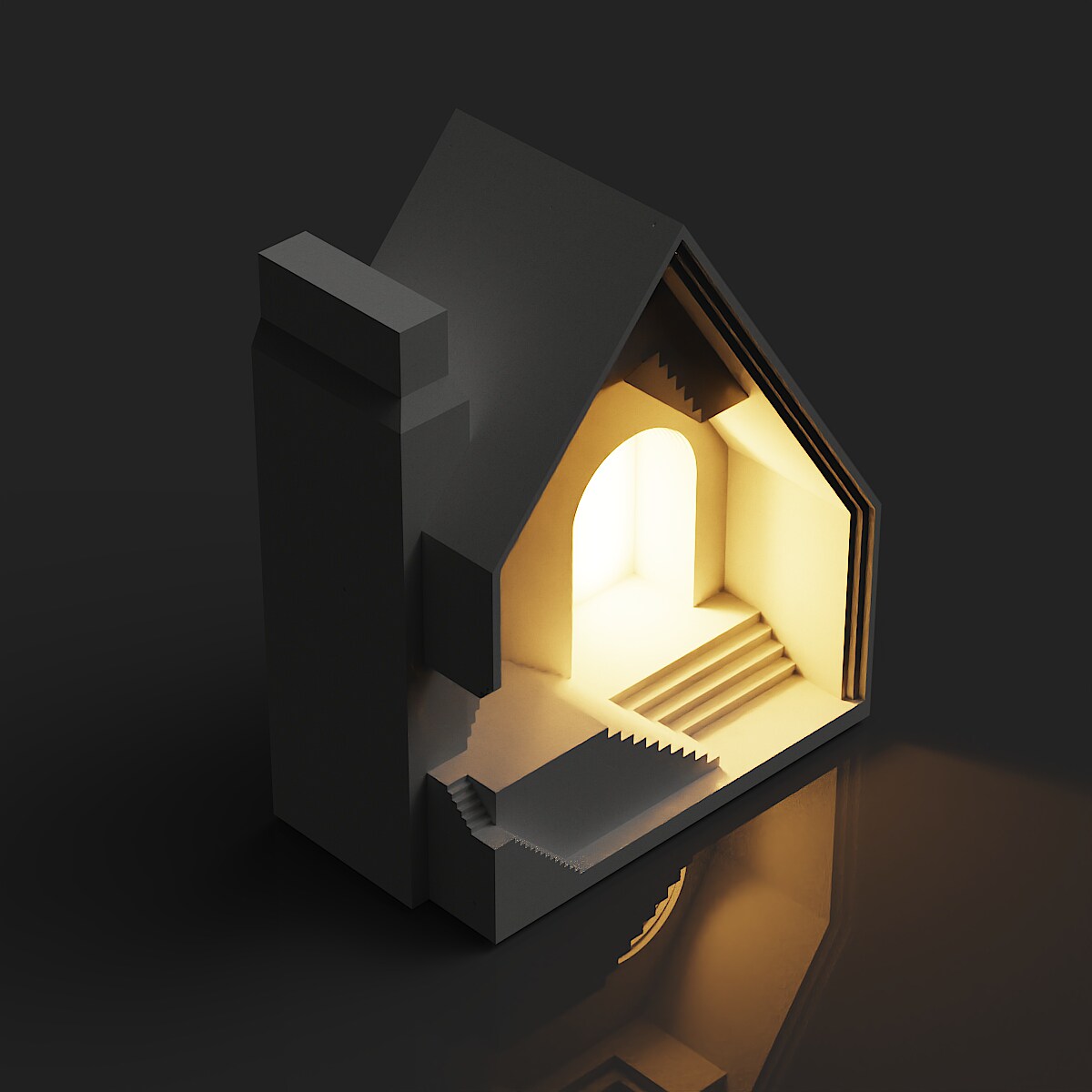 Stepped House Concrete Night Light by Myron Design