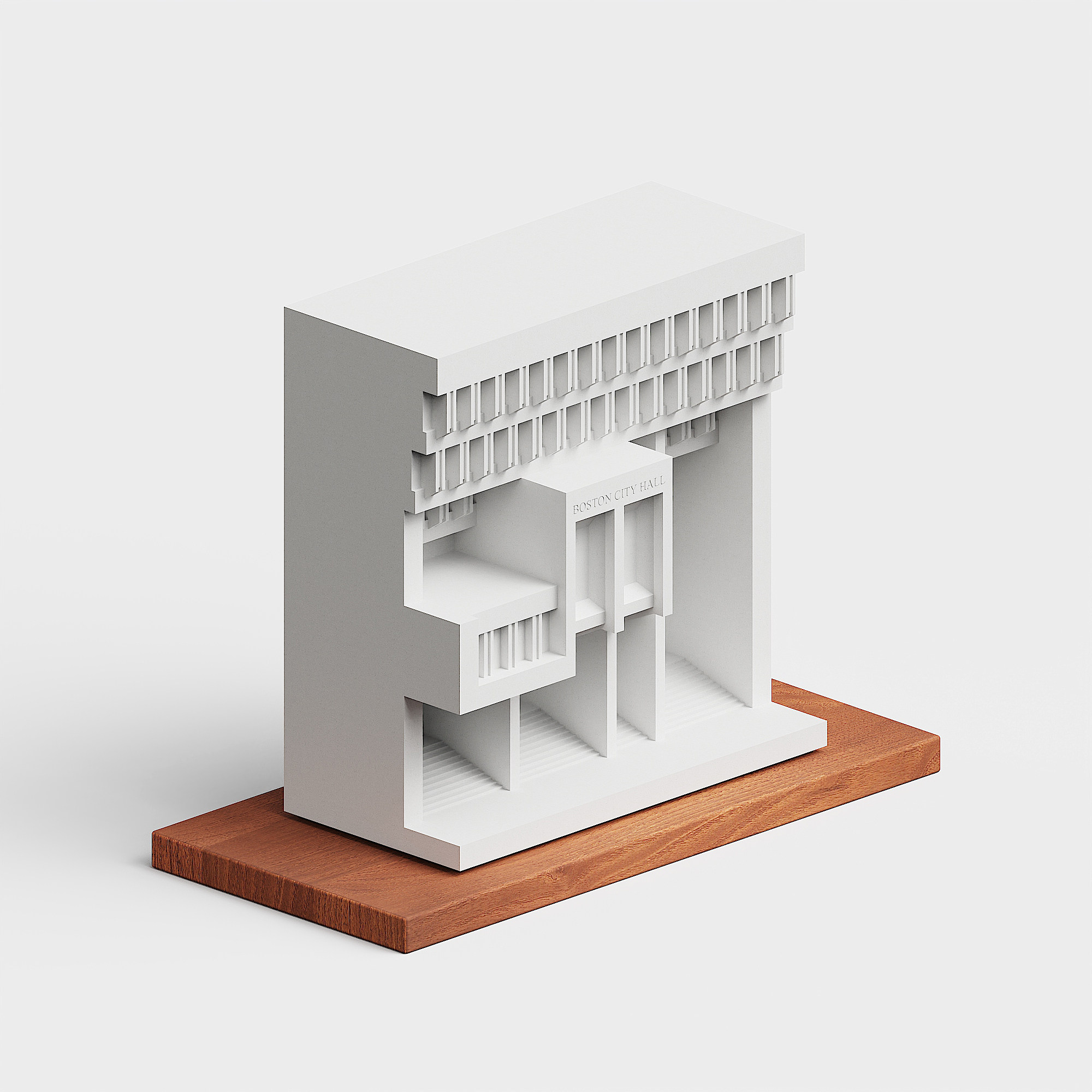 Boston City Hall Concrete Architectural Model by Myron Design