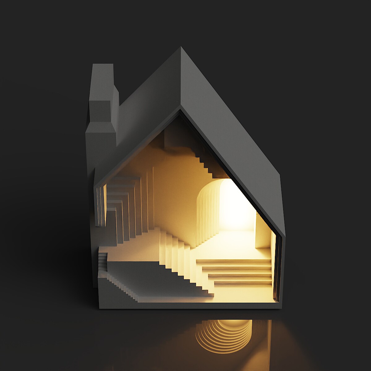 Stepped House Concrete Night Light by Myron Design
