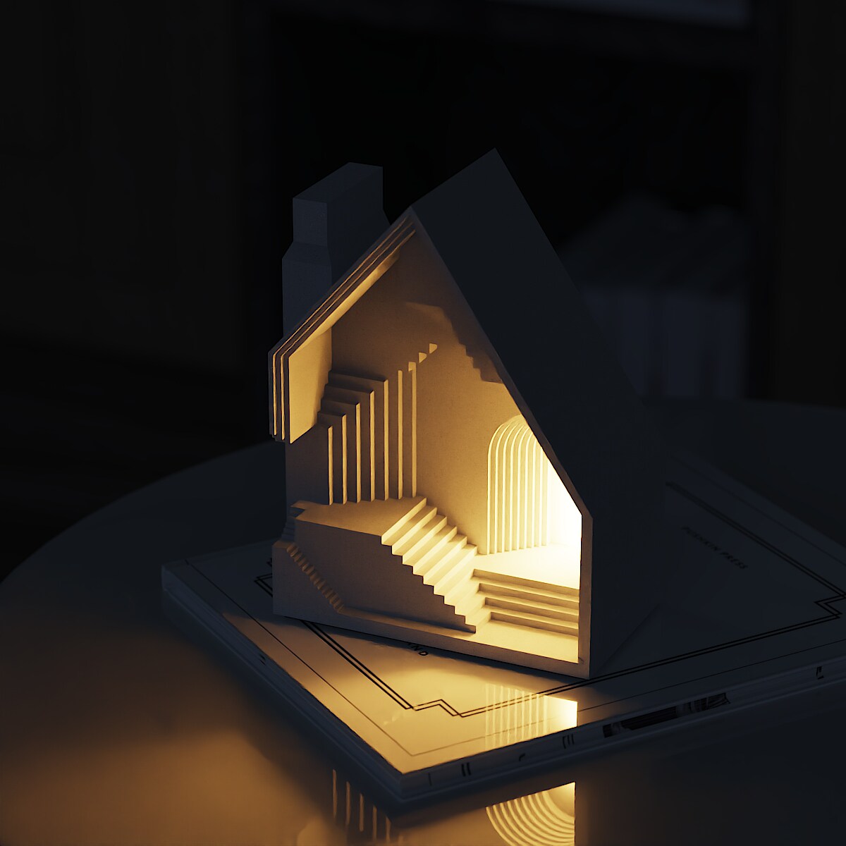 Stepped House Concrete Night Light by Myron Design