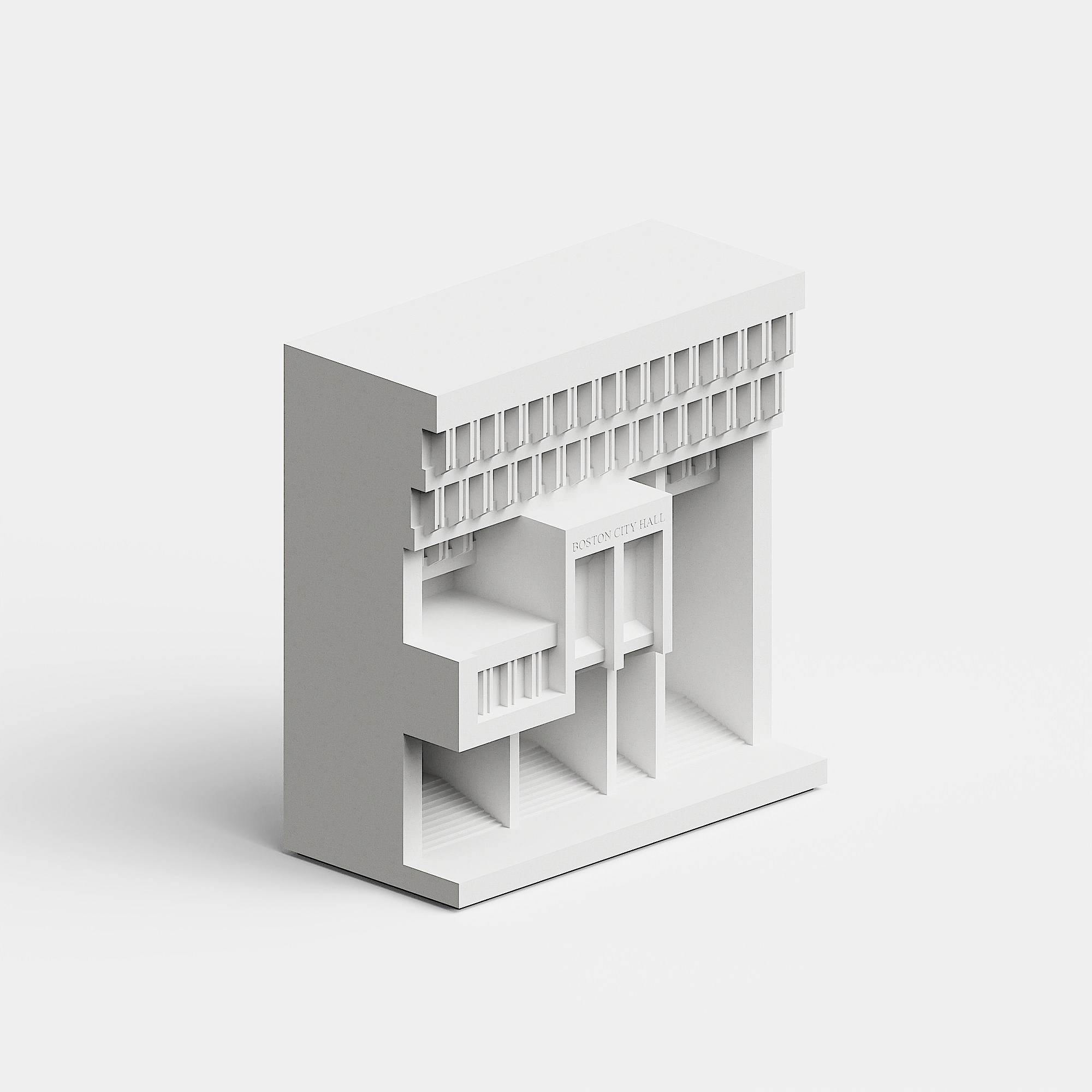 Boston City Hall Concrete Architectural Model by Myron Design