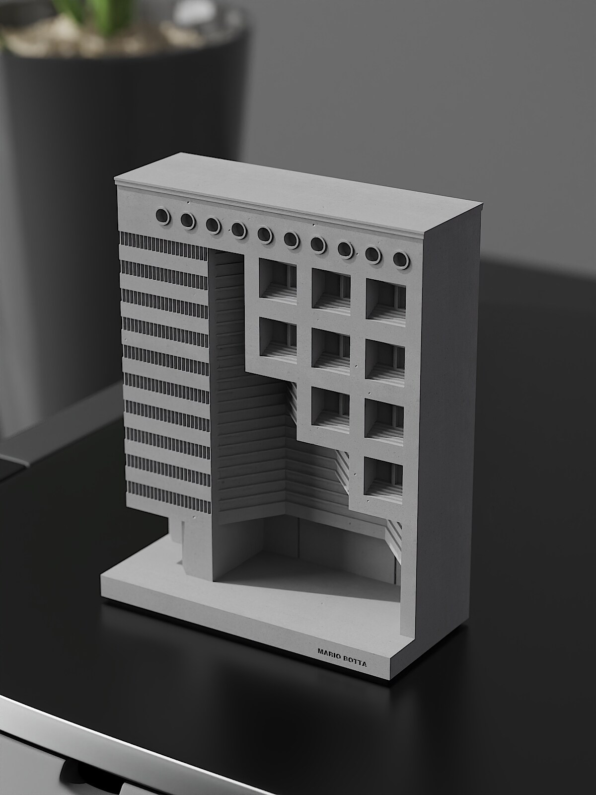 Mario Botta Concrete Bookends - Architectural Desk Object - Image 7