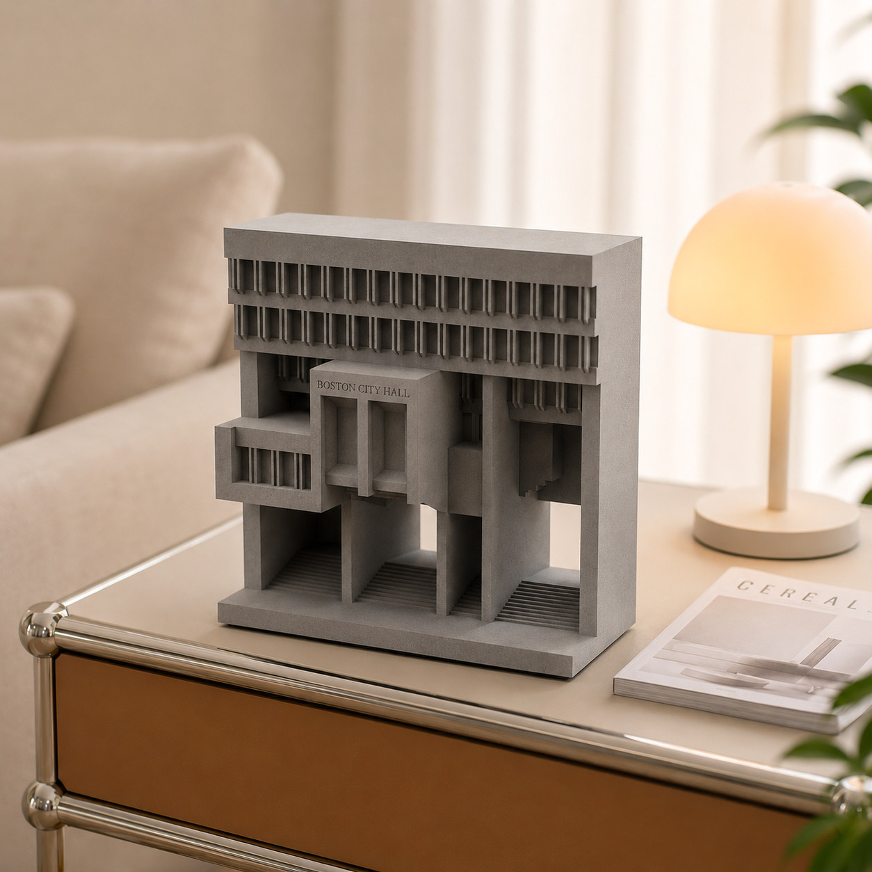 Boston City Hall Concrete Architectural Model by Myron Design