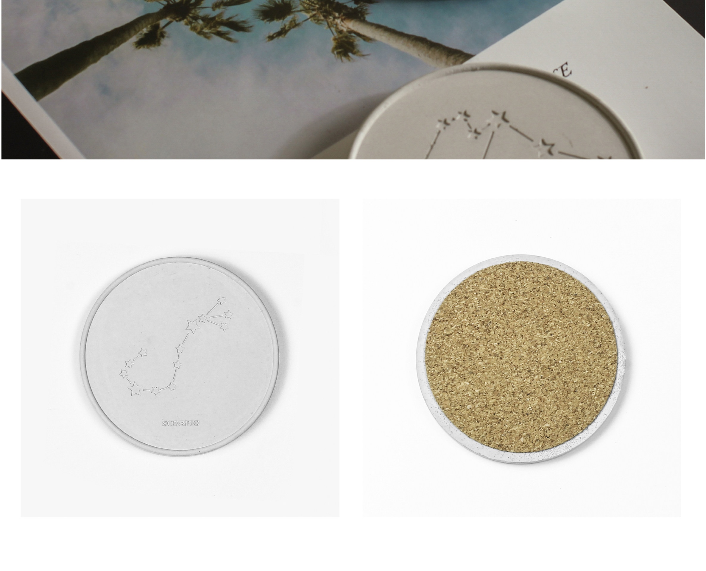 12 Zodiac Concrete Coaster Set - Handcrafted Cement - Image 8