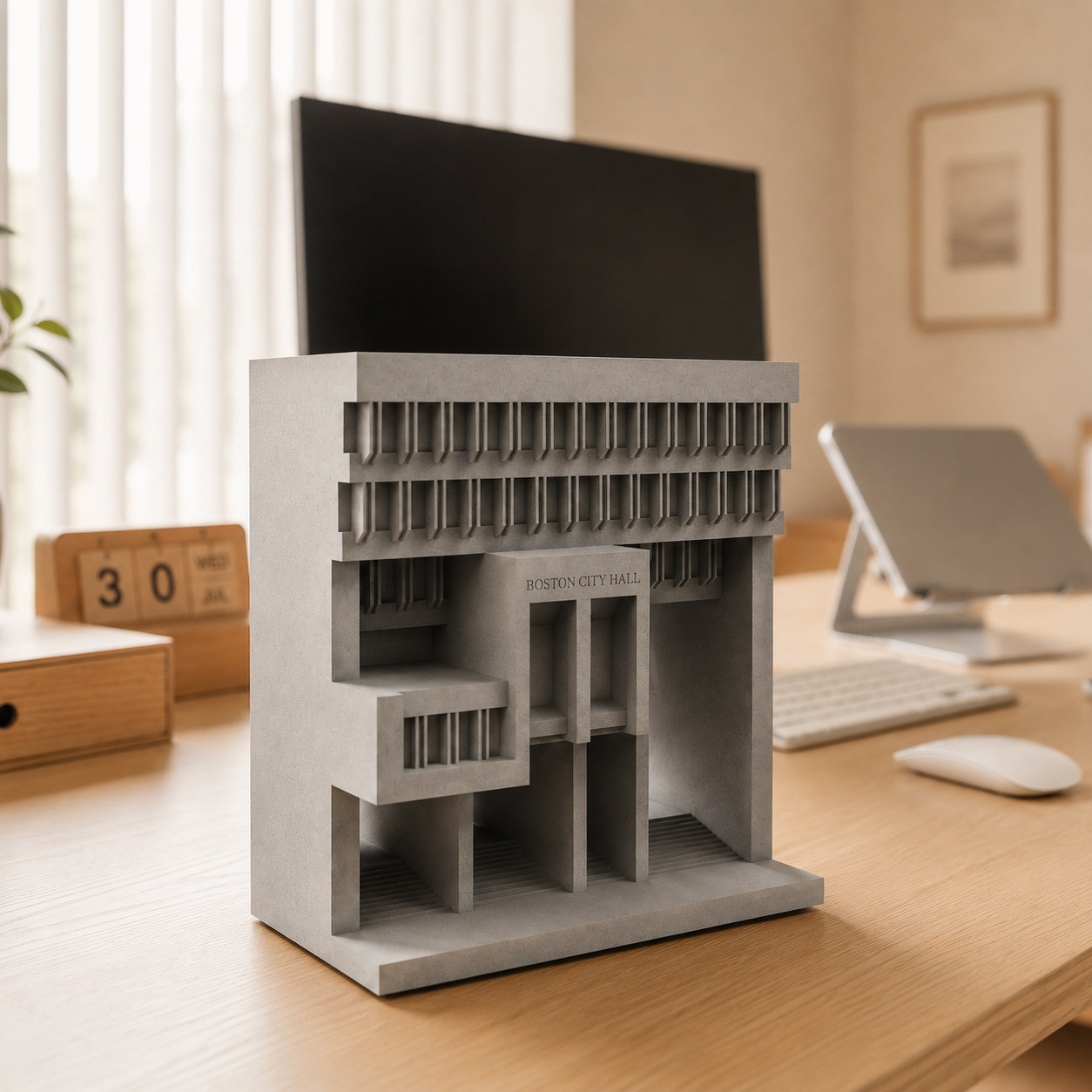 Boston City Hall Concrete Architectural Model by Myron Design