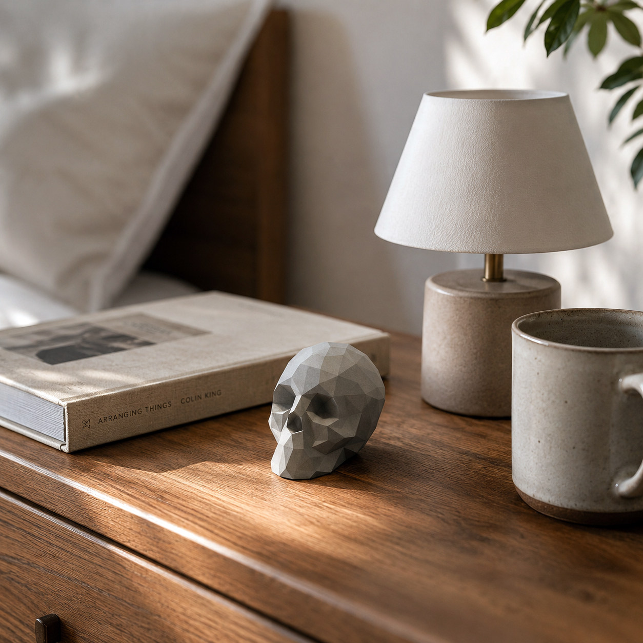 Geometric Concrete Skull Sculpture by Myron Design
