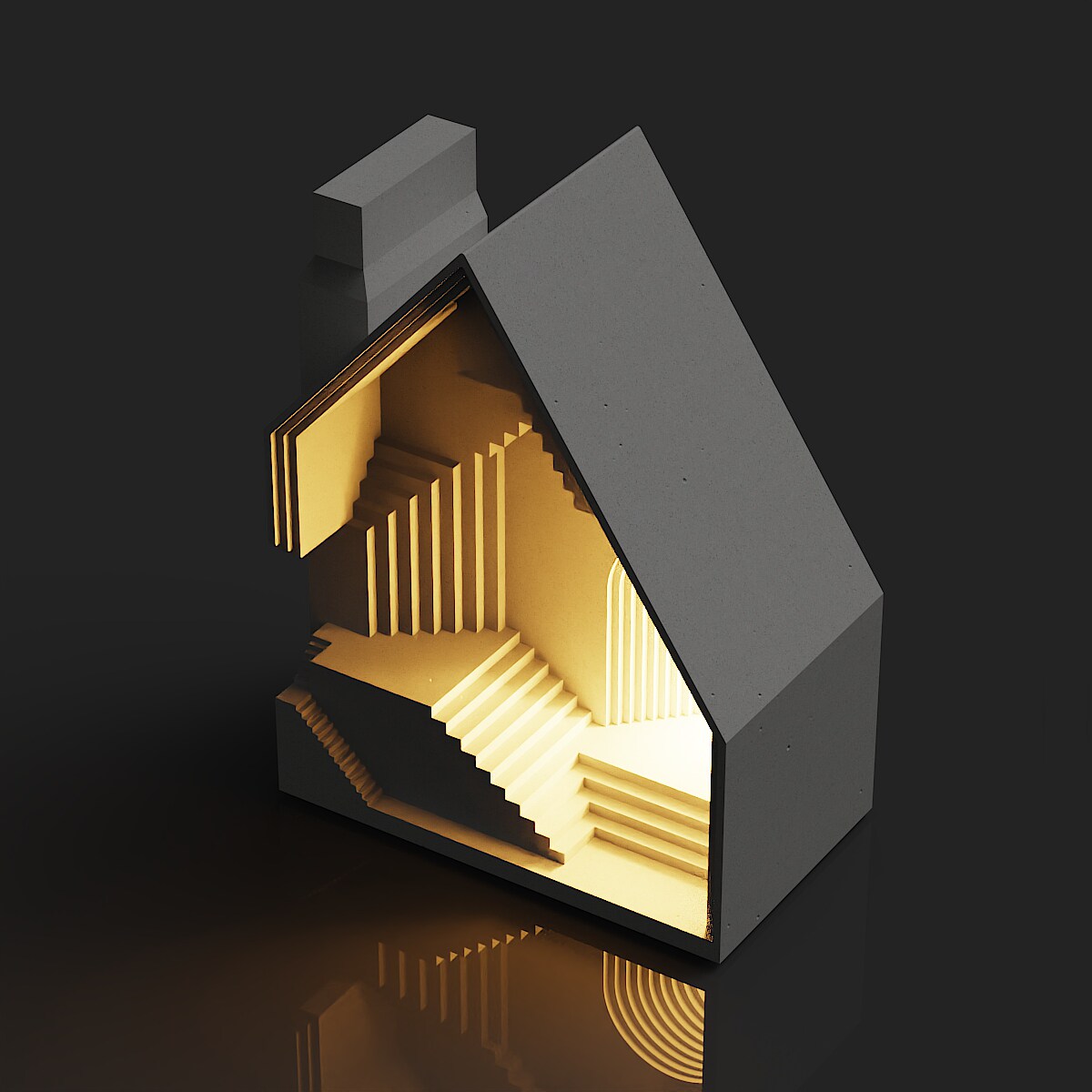 Stepped House Concrete Night Light by Myron Design