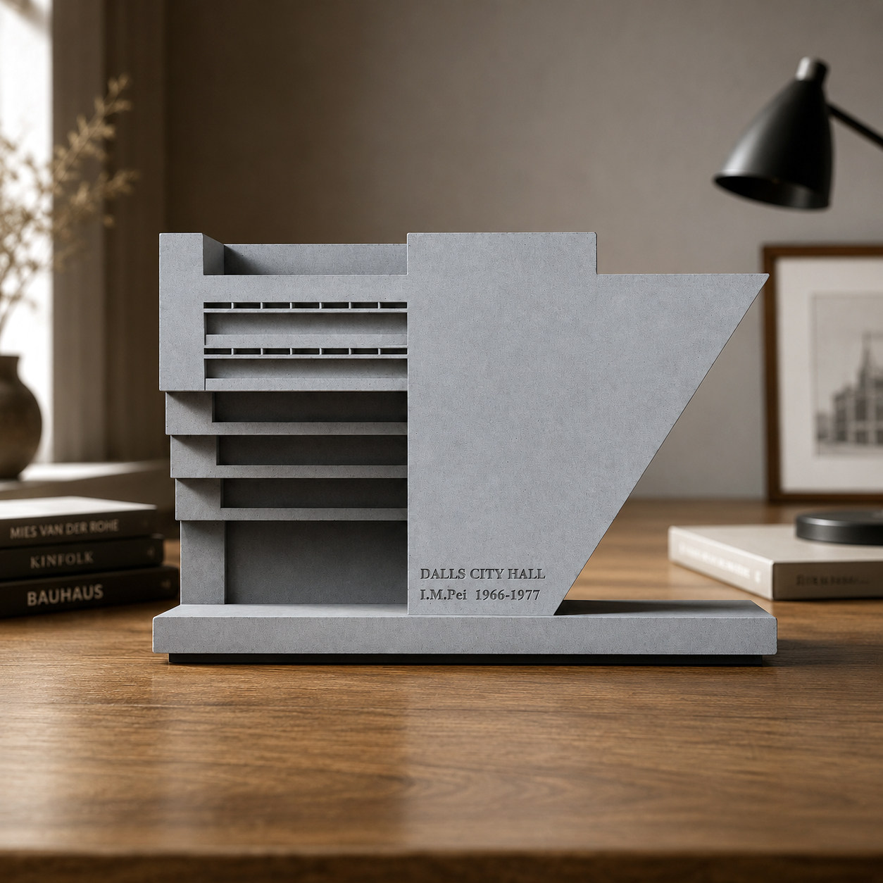 Dallas City Hall Concrete Architectural Model by Myron Design
