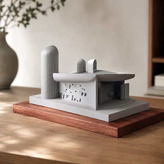Ronchamp Chapel concrete model from a side view