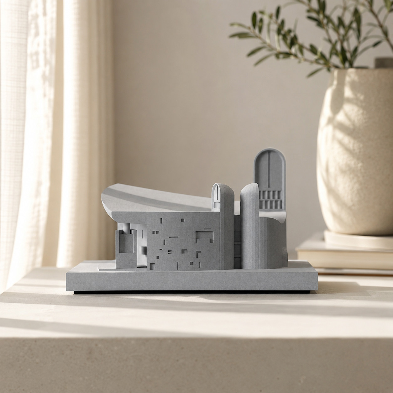 Ronchamp Chapel Concrete Architectural Model by Myron Design