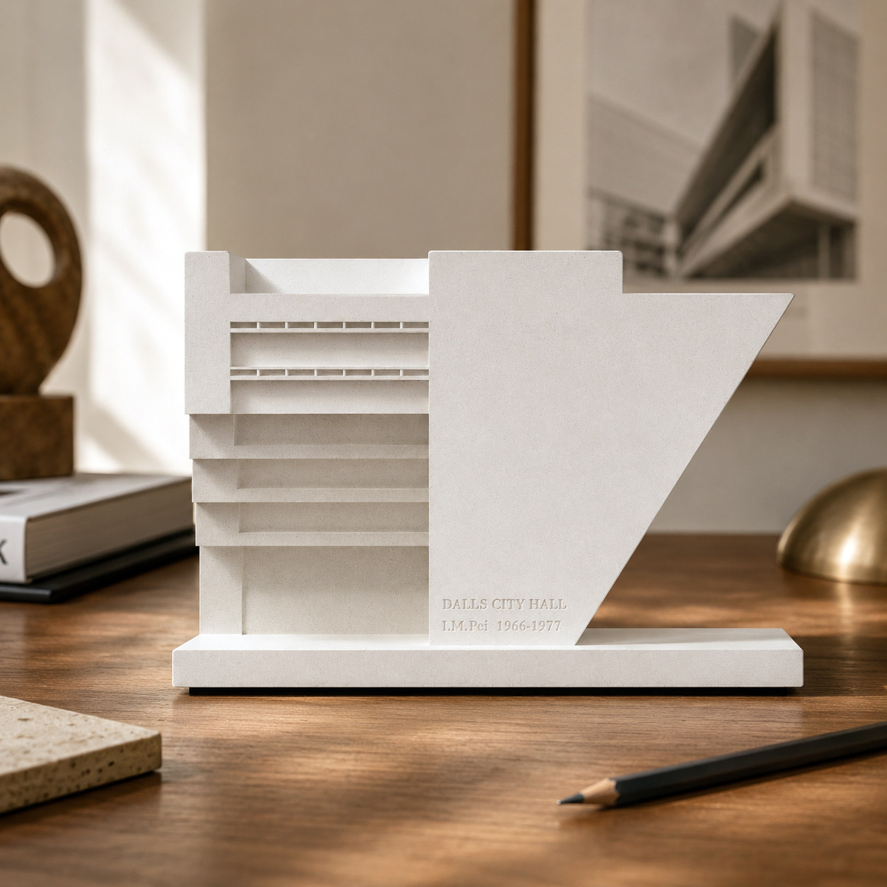 Dallas City Hall Concrete Architectural Model by Myron Design