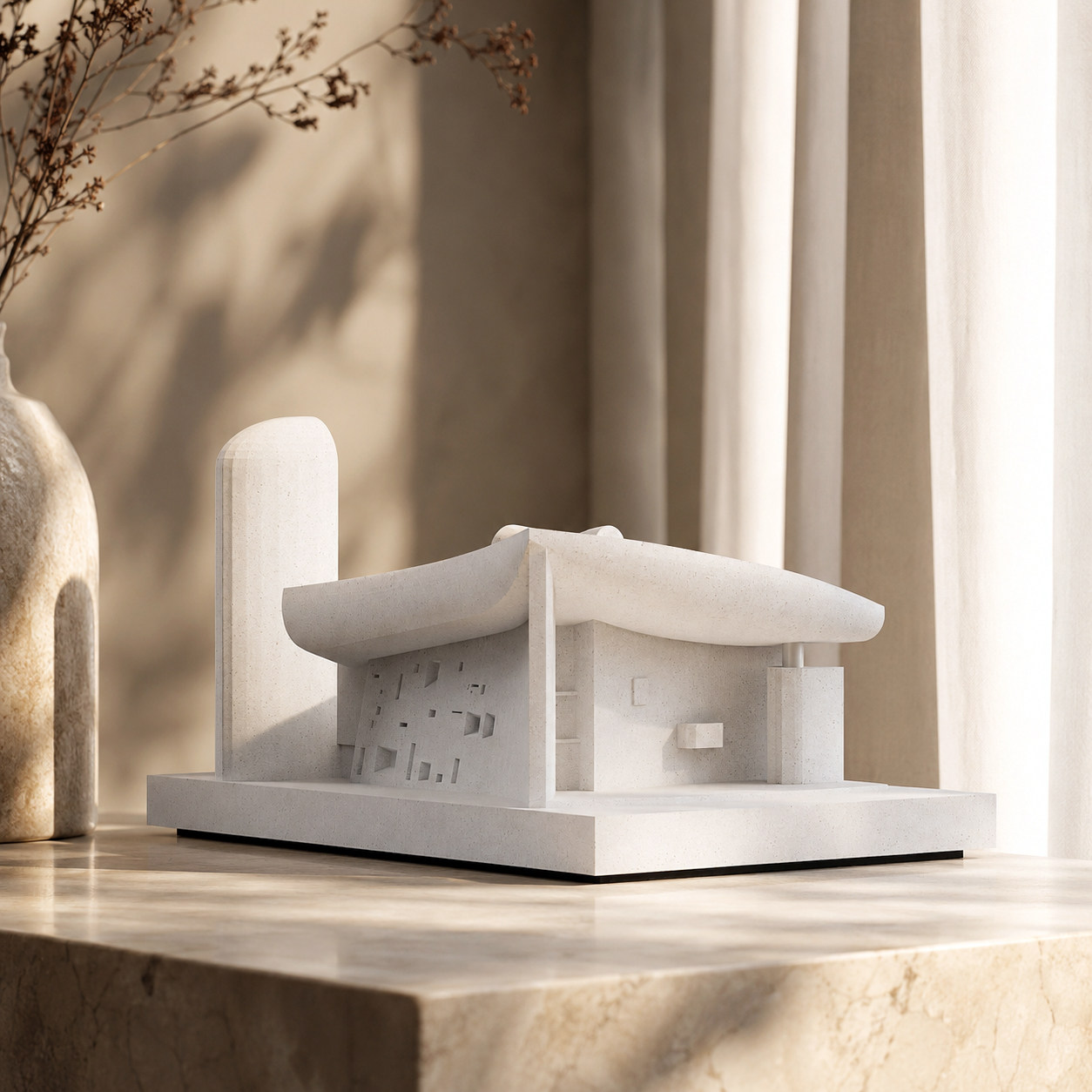Ronchamp Chapel Concrete Architectural Model by Myron Design