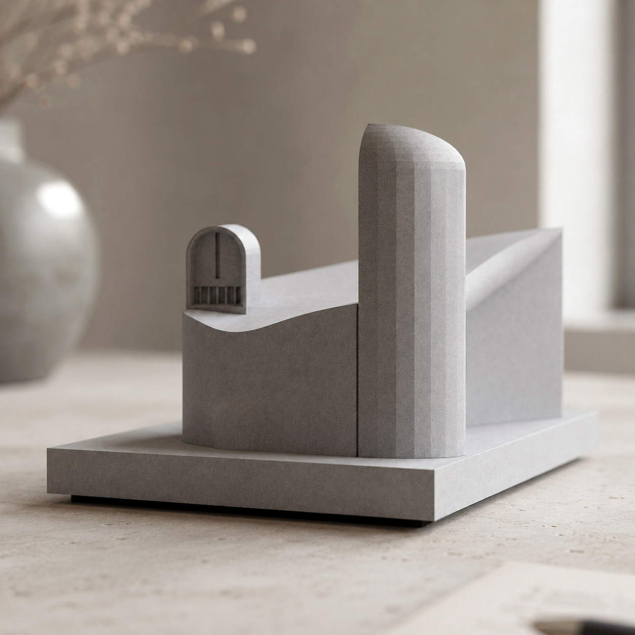 Ronchamp Chapel Concrete Architectural Model by Myron Design