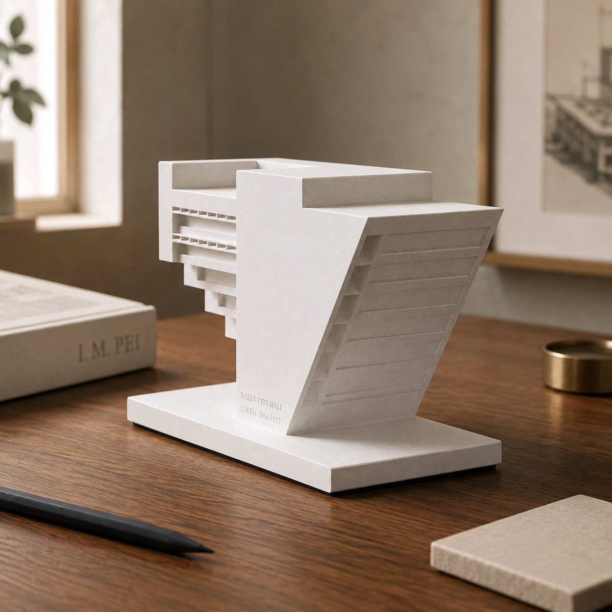 Dallas City Hall Concrete Architectural Model by Myron Design