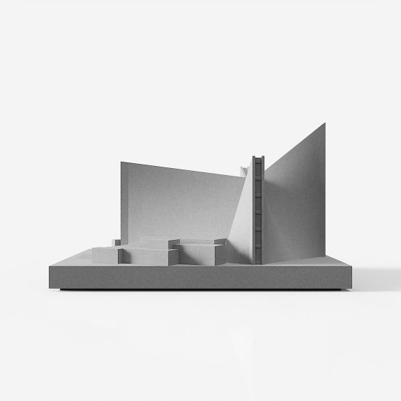 Side view of the St. Mary's Cathedral concrete model