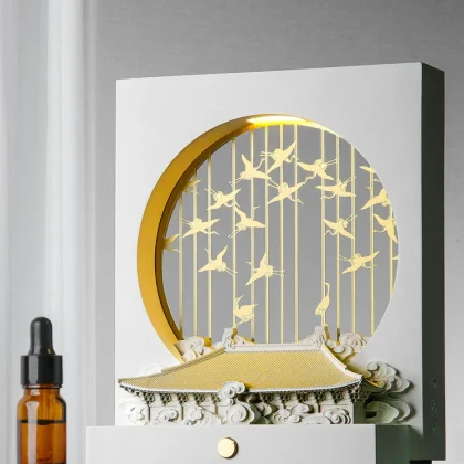 Auspicious Cranes Concrete Aroma Lamp - view 1